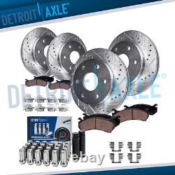 Front Rear Drilled Rotors Brake Pads 24pc Lugnuts withkeys for Sierra 1500 Tahoe