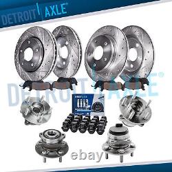 Front Rear Drilled Rotors Brake Pads Wheel Hubs with 20pc Lug Nuts for Fusion MKZ