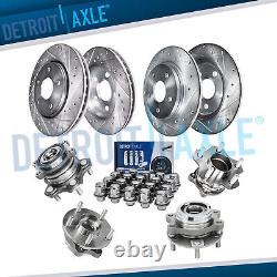 Front Rear Drilled Rotors Wheel Hubs with20pc Lug Nuts for 2007-2018 Nissan Altima