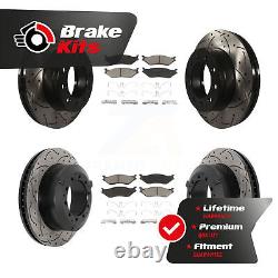 Front Rear Drilled Slot Disc Brake Rotors Ceramic Pad Kit For With 10 Lug Wheels
