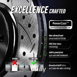Front Rear Drilled Slot Disc Brake Rotors Ceramic Pad Kit For With 10 Lug Wheels