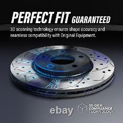Front Rear Drilled Slot Disc Brake Rotors Ceramic Pad Kit For With 10 Lug Wheels