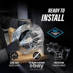 Front Rear Drilled Slot Disc Brake Rotors Ceramic Pad Kit For With 10 Lug Wheels