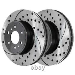 Front & Rear Drilled Slotted Brake Rotors Black & Pads for 2002-2005 GMC Envoy