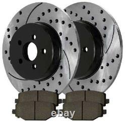 Front & Rear Drilled Slotted Brake Rotors Black & Pads for Buick LaCrosse 3.8L
