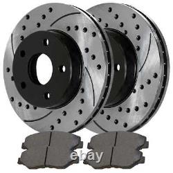 Front & Rear Drilled Slotted Brake Rotors Black & Pads for Buick LaCrosse 3.8L