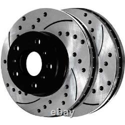 Front & Rear Drilled Slotted Brake Rotors Black & Pads for Cadillac DTS 4.6L V8