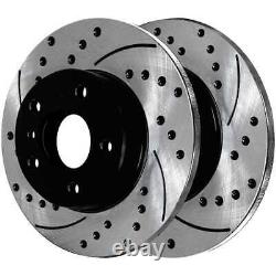 Front & Rear Drilled Slotted Brake Rotors Black & Pads for Cadillac DTS 4.6L V8