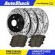 Front & Rear Drilled Slotted Brake Rotors Black & Pads for Honda CR-V Acura RDX