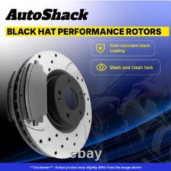 Front & Rear Drilled Slotted Brake Rotors Black & Pads for Honda CR-V Acura RDX