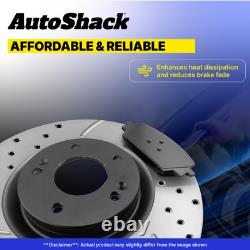 Front & Rear Drilled Slotted Brake Rotors Black & Pads for Honda CR-V Acura RDX