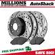 Front & Rear Drilled Slotted Brake Rotors Black & Pads for Honda Odyssey 3.5L