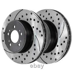 Front & Rear Drilled Slotted Brake Rotors Black & Pads for Honda Odyssey 3.5L