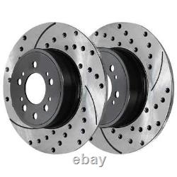 Front & Rear Drilled Slotted Brake Rotors Black & Pads for Honda Odyssey 3.5L
