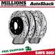 Front & Rear Drilled Slotted Brake Rotors Black & Pads for Jeep Grand Cherokee