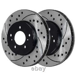 Front & Rear Drilled Slotted Brake Rotors Black & Pads for Toyota Tundra 5.7L