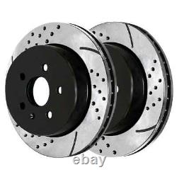 Front & Rear Drilled Slotted Brake Rotors Black Set of 4 for Cadillac CTS STS V6