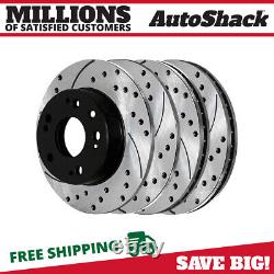 Front & Rear Drilled Slotted Brake Rotors Black Set of 4 for Honda CR-V 2.4L