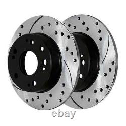 Front & Rear Drilled Slotted Brake Rotors Black Set of 4 for Honda CR-V 2.4L