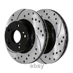 Front & Rear Drilled Slotted Brake Rotors Black Set of 4 for Honda CR-V 2.4L