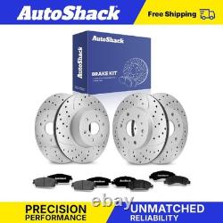 Front Rear Drilled Slotted Brake Rotors Pads for Chevy, Silverado 1500 2007-2013