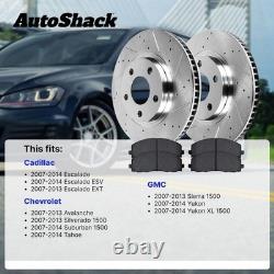 Front Rear Drilled Slotted Brake Rotors Pads for Chevy, Silverado 1500 2007-2013
