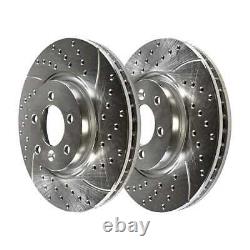 Front & Rear Drilled Slotted Brake Rotors Silver & Pads for Chevy Equinox 2.4L