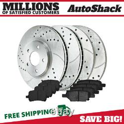 Front & Rear Drilled Slotted Brake Rotors Silver & Pads for Chevy Malibu 2.4L
