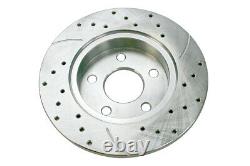Front & Rear Drilled Slotted Brake Rotors Silver & Pads for Chevy Malibu 2.4L