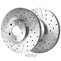 Front & Rear Drilled Slotted Brake Rotors Silver & Pads for INFINITI G35 G37 V6