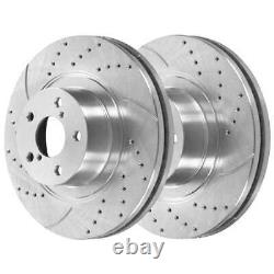 Front & Rear Drilled Slotted Brake Rotors Silver & Pads for Subaru Outback 2.5L