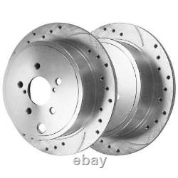 Front & Rear Drilled Slotted Brake Rotors Silver & Pads for Subaru Outback 2.5L