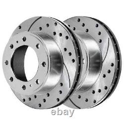 Front & Rear Drilled Slotted Brake Rotors Silver & Pads for VW Jetta Passat GTI