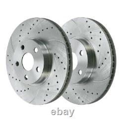 Front & Rear Drilled Slotted Brake Rotors Silver Set of 4 for 2005-2010 Scion tC