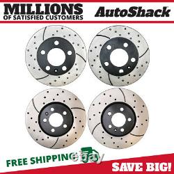 Front & Rear Drilled Slotted Disc Brake Rotors Set of 4 for VW Golf Jetta Beetle