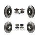 Front Rear Drilled Slotted Rotors Brake Pad Kit for 2006-2009 Volkswagen Rabbit