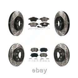 Front Rear Drilled Slotted Rotors Brake Pad Kit for 2006-2009 Volkswagen Rabbit