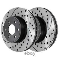 Front Rear Drilled Slotted Rotors Ceramic Pads for 1999-2005 2006 Silverado 1500