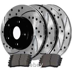 Front Rear Drilled Slotted Rotors Ceramic Pads for 2001-2005 Sebring Stratus
