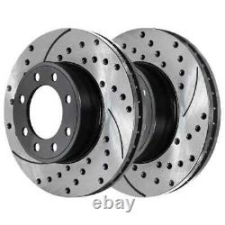 Front Rear Drilled Slotted Rotors Ceramic Pads for 2001-2010 Silverado 2500 HD
