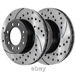 Front Rear Drilled Slotted Rotors Ceramic Pads for 2001-2010 Silverado 2500 HD