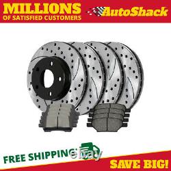 Front Rear Drilled Slotted Rotors Ceramic Pads for 2006-2010 G6 2004-2012 Malibu