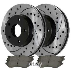 Front Rear Drilled Slotted Rotors Ceramic Pads for 2006-2017 2018 Dodge Ram 1500