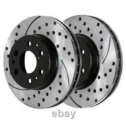 Front Rear Drilled Slotted Rotors Ceramic Pads for 2007-2012 2013 Silverado 1500