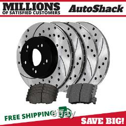 Front & Rear Drilled Slotted Rotors & Pads for 2006-2010 2011 Honda Civic 1.8L