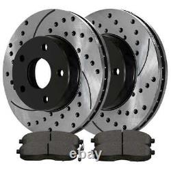 Front Rear Drilled Slotted Rotors and Ceramic Pads for 2002-2006 Nissan Altima