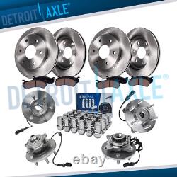 Front Rear Rotor & Brake Pad Wheel Hub with24pc Lugnut for 2003-06 Ford Expedition