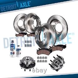 Front & Rear Rotors Brake Pads + Wheel Bearings Hub for 2014-2018 Ram 2500 3500