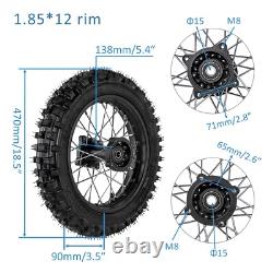 Front Rear Tire Wheel Rim 60/100-14+80/100-12 for 15mm Axle Dirt Pitpro Bike SSR
