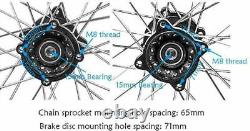 Front Rear Tire Wheel Rim 60/100-14+80/100-12 for 15mm Axle Dirt Pitpro Bike SSR